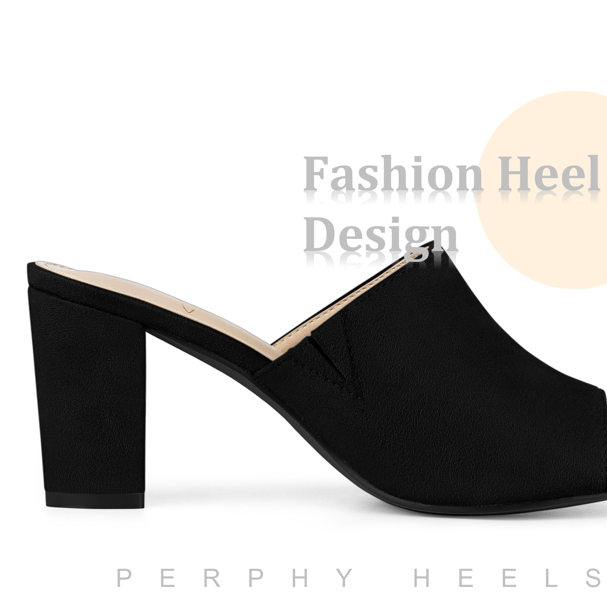 Unique Bargains Slide Heels Mules Slip on Block Heel Sandals for Women