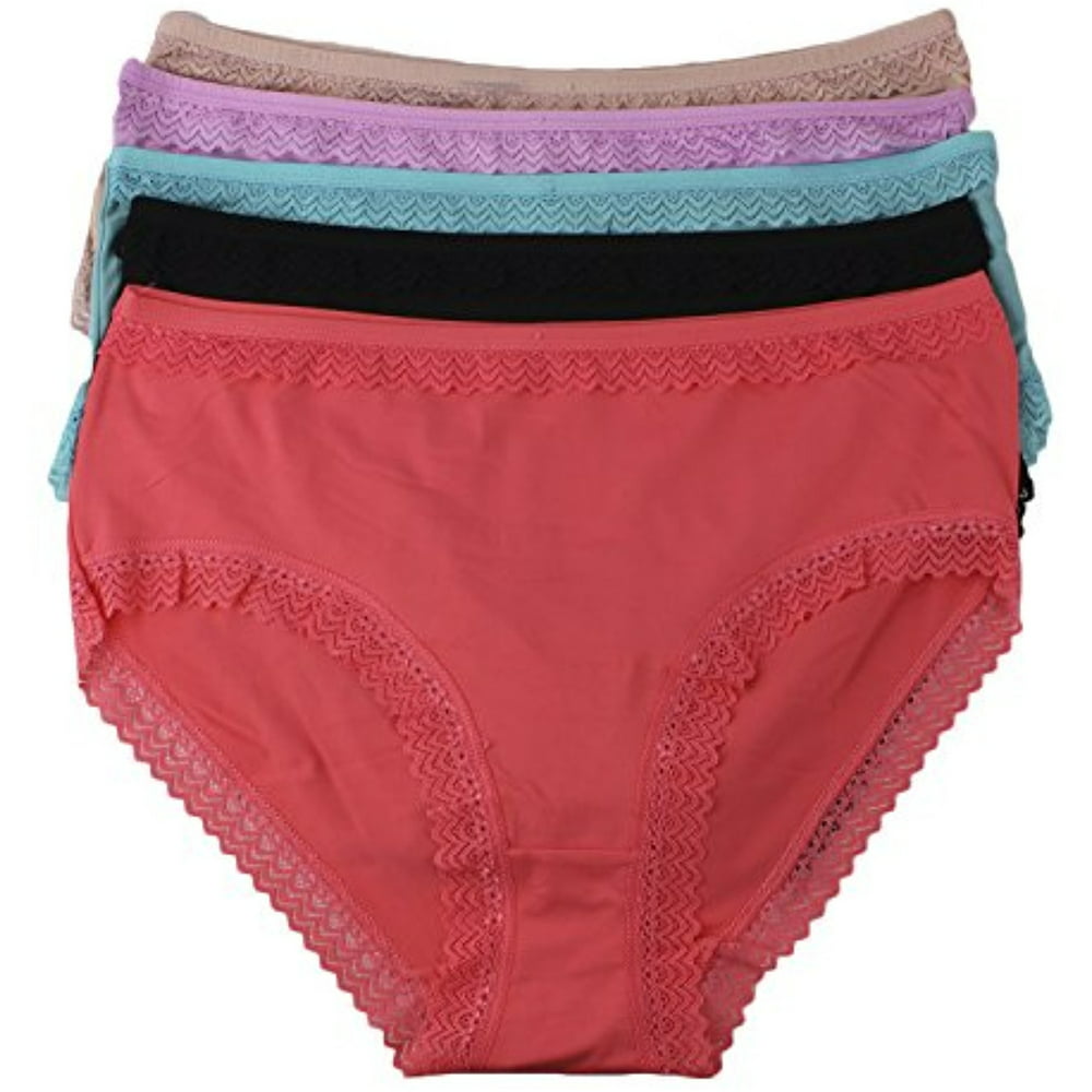 Bogo Brands Womens Plus Size Sexy Lace Panties 5 Pack Assorted Color Lacy Brief Underwear