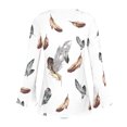 thumbnail image 3 of Pompotops Mode Femme Décontractée Col Rond Manches Longues Bouton Imprimé Haut Blouse en Solde, 3 of 4
