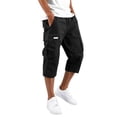 thumbnail image 2 of HOMADLES Mens Capri Cargo Pants Multi-pocket Elastic Waist Drawstring Workout Pants Big and Tall Athletic Pants Black Size 3XL, 2 of 6