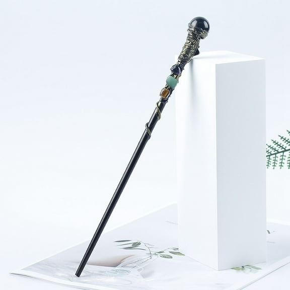 Obsidian 2 pc Natural Obsidian Magic Wand Cosplay Magic Wand with Wood Wand for Witches and Wizards 260mm