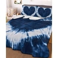 thumbnail image 3 of Quilts Full Size, Blue Love Heart Soft Comforter Bedding Set for Bed, Boho Ethnic Modern Funny Tie Dye Art Lightweight Quilted Bedspread with Pillow Cover(2 Pieces) for All Season, 78x90 Inch, 3 of 6