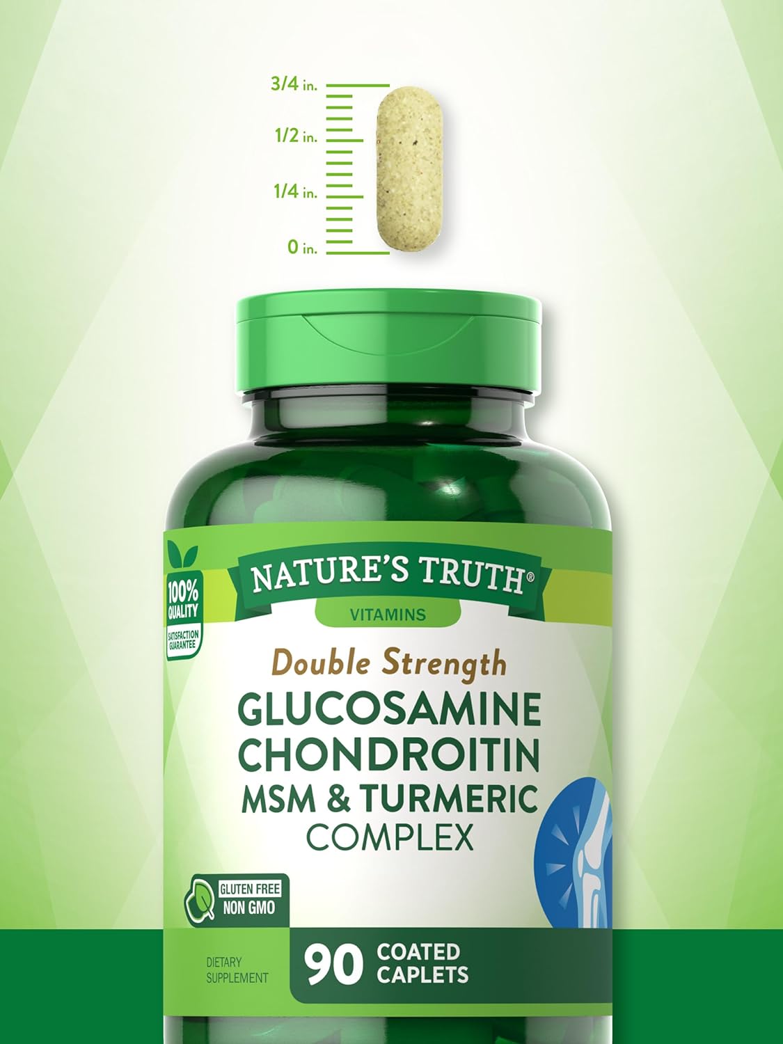 Glucosamine Chondroitin MSM Complex | 90 Caplets  | Double Strength Supplement | Non-GMO, Gluten Free | by Nature's Truth