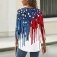 thumbnail image 5 of Women's T Shirt Independence Day Print Button 3/4 Sleeve Daily Weekend Fashion Basic V- Neck Regular Top, 5 of 5