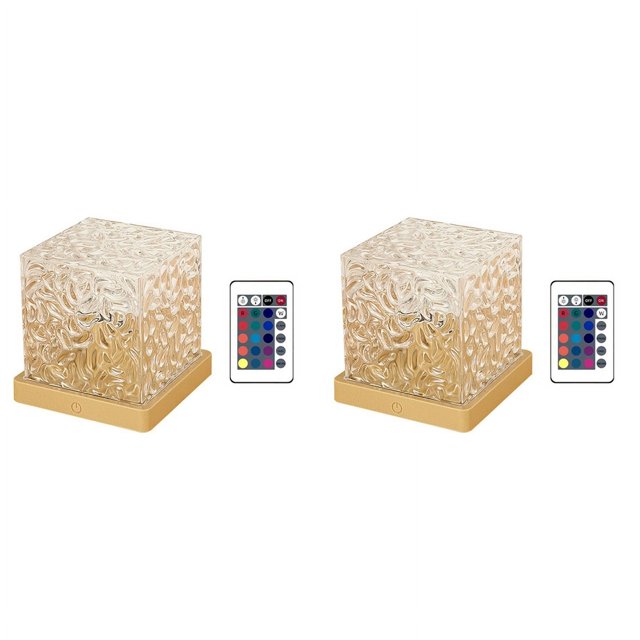 2X Lámpara de Cristal USB Proyector de Ondas de Agua Luz Lámpara Cuadrada Control Remoto Luz de Atardecer Luz Decorativa C
