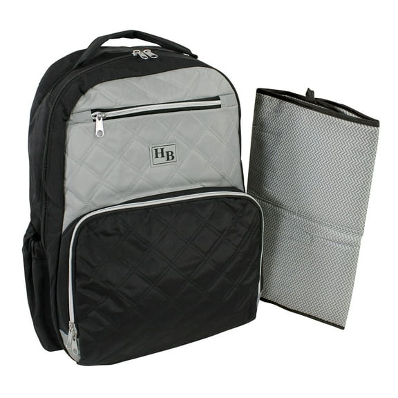 Hudson Baby Premium Diaper Bag Backpack and Changing Pad, Black Gray, One Size