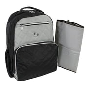 Hudson Baby Premium Diaper Bag Backpack and Changing Pad, Black Gray, One Size