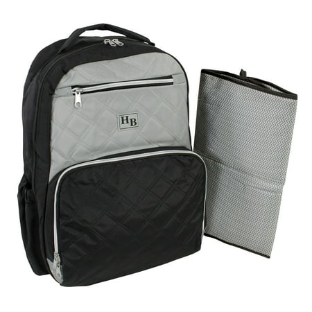 Hudson Baby Premium Diaper Bag Backpack and Changing Pad, Black Gray, One Size