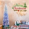 thumbnail image 3 of Blue Christmas Tree Blue Flocked Xmas Tree with Lights, Prelit Snow Pine Tree Decorated Full 6 ft Artificial Christmas Tree, Blue White Spruce Xmas Tree with Metal Stand, Home Shopping Mall Decor, 3 of 7