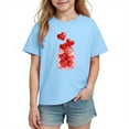 thumbnail image 2 of Kids Valentine's Day Shirt, Girls Short Sleeve Heart Jar Print T-Shirt, 100% Cotton Casual Blue Top for Kids, Sizes 110 120 130 140 150,Size 7 T, 2 of 9