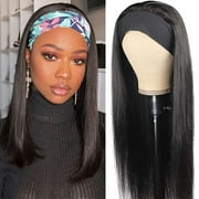 JESSIE'S SELECTION Headband Wigs Human Hair Straight Headband Wigs for Black Women Glueless None Lace Front Human Hair Wigs Brazilian Virgin Hair Machine Made Wigs 200% Density 20 Inch