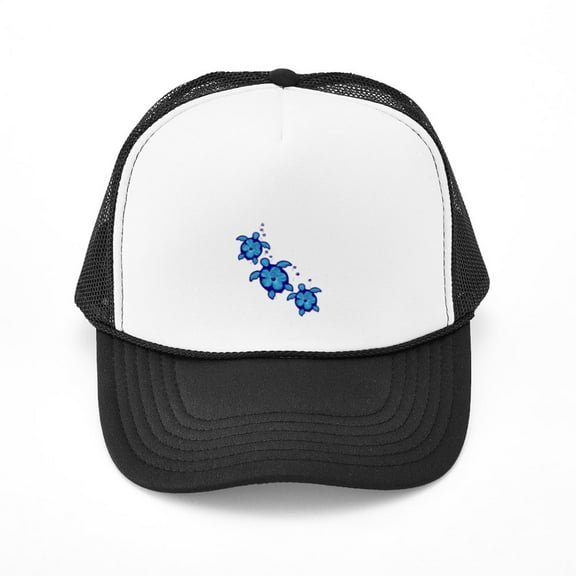 CafePress - Blue Hibiscus Honu Turtles - Adjustable Unisex Printed Trucker Hat with Mesh Back