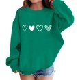 thumbnail image 3 of KAUOD Girls Heart Print Sweatshirts Ribbed Cuffs Cute Crew Neck Pullover Tops Clothes Teen Kids Long Sleeve Cotton Hoodies, 3 of 6