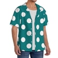 thumbnail image 4 of Cauagu Teal And White Polka Dot Men's Short Sleeve Button Down Hawaiian Shirt for Men Bowling Shirts Casual Summer Beach Shirt,3X-Large, 4 of 6