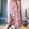 thumbnail image 2 of Qarigey Vestido Midi de manga larga estampado cuello gran columpio cintura alta ropa de mujer Vestidos Rosado XXL, 2 of 8