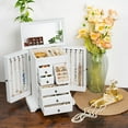 thumbnail image 2 of Jewelry Box for Women, 6 Layer Rustic Wooden Jewelry Boxes & Organizers with Mirror & Drawers for Rings Earrings Necklaces(White), 2 of 7