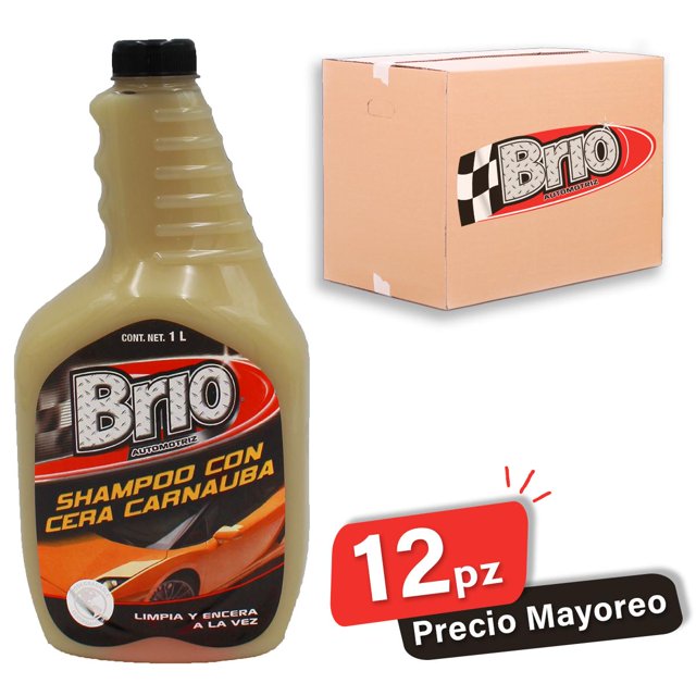 12PK - BRIO SHAMPOO AUTOMOTRIZ CON CERA CARNAUBA 1LT Brio BASCC001L-12W