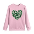 thumbnail image 6 of Guzom Pink Lucky Shamrock Heart Sweatshirt - Womens St. Patrick's Day Festive Crew Neck Long Sleeve Relaxed Fit Casual Top,Size L, 6 of 7