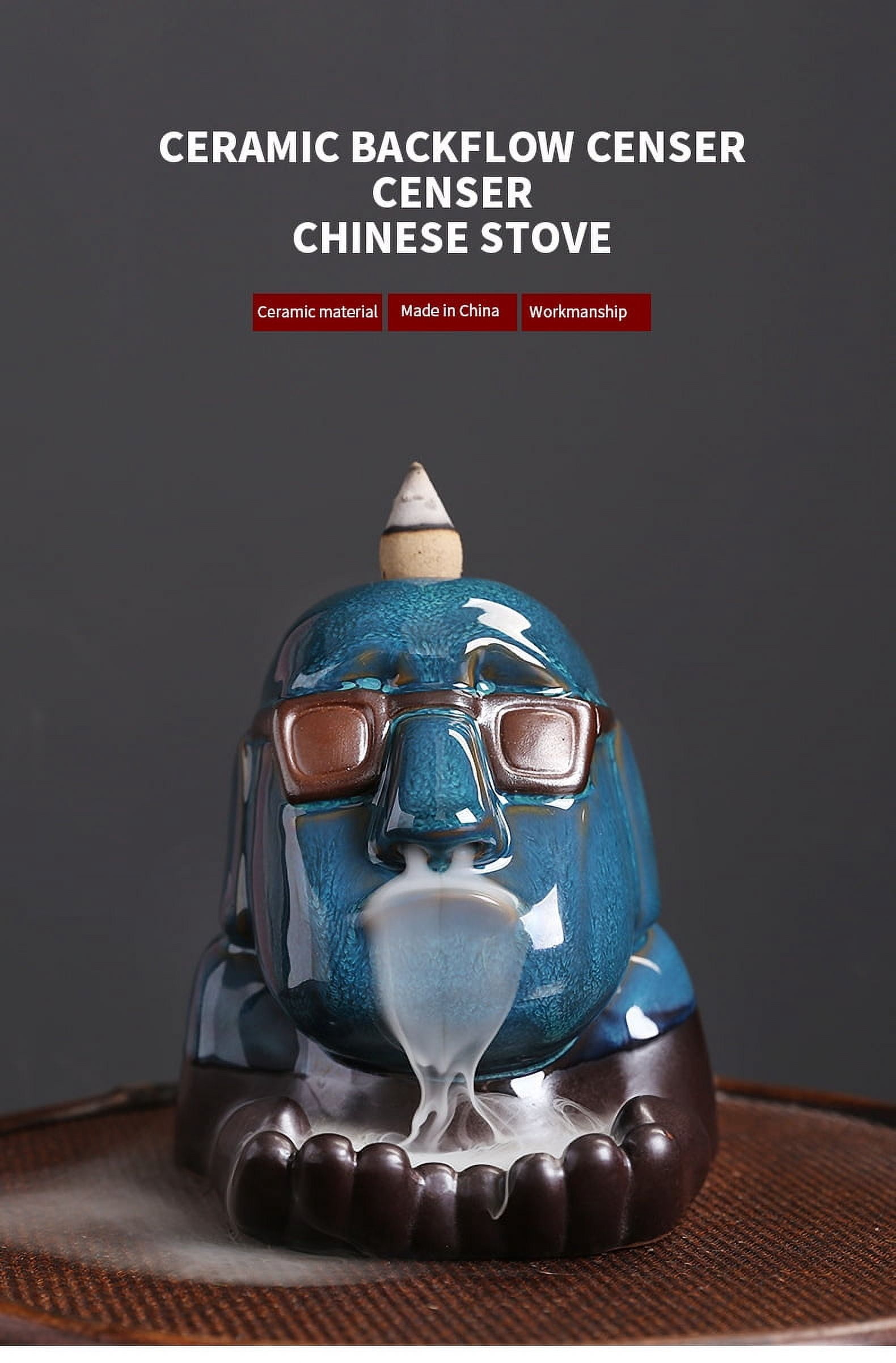 The East Incense Burner, Backflow Incense Burner Incense Holder Ceramic Ornaments Flow Smoke Aromatherapy Burner Zen Decor