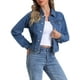 thumbnail image 4 of Chaqueta de mezclilla INSPIRE CHIC para mujer, con cuello casual, de manga larga y botones M Azul, 4 of 6