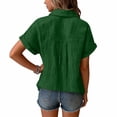 thumbnail image 5 of Resicozy Girls T-Shirts Teen Button Down Shirts with Pocket Summer Beach Causal Collared Short Sleeve Loose Tops 3-15 Years Dark Green 150, 5 of 6