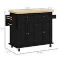 thumbnail image 7 of Demi Bonn 43" Kitchen Island on Wheels, Rolling Cart with Rubberwood Top, Spice Rack, Towel Rack and Drawers for Dining Room, Black, 7 of 7