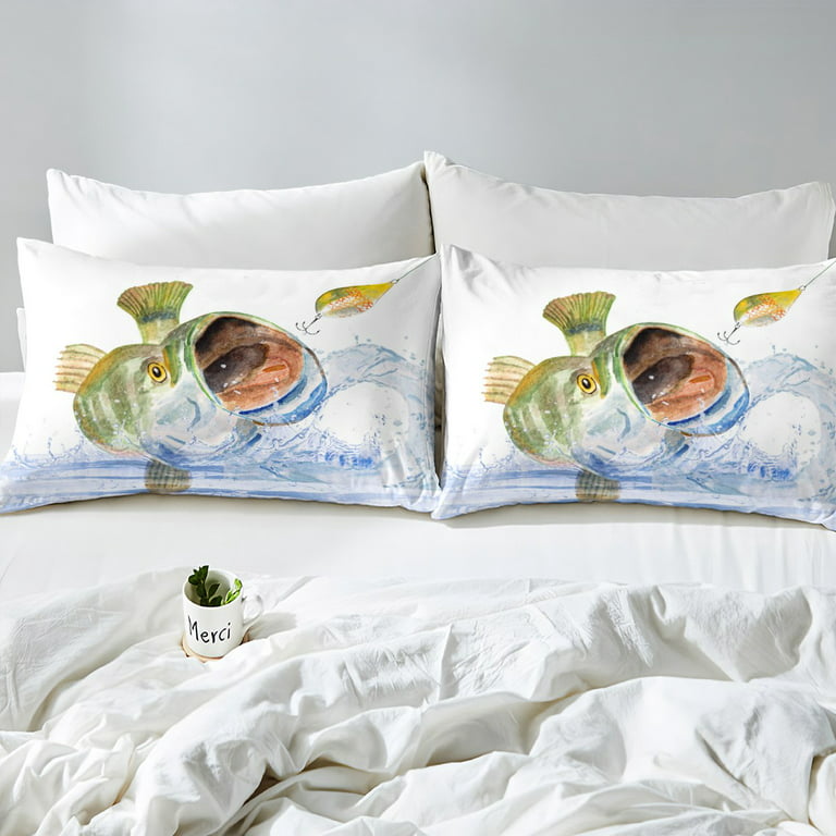 Buy Personalized Quilt Bedding Set, Bass Fishing with Pillow Cover