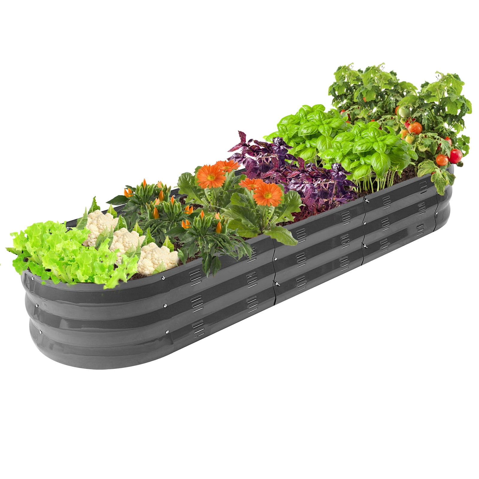Nana Guard Raised Garden Bed Galvanized Metal Planter Box Outdoor, 67"D x 20"W x10"H, 7 Cu. ft. Grey