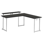 Techni Sport Warrior L-Shaped Gaming Desk with Headphone Holder and Shelving, Black