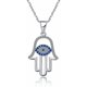 thumbnail image 1 of Evil Eye Hamsa Hand Necklace 14k Gold Plated Third Eye White Blue Cz Womens Pendant Dainty Necklace For Women Girlfriend Mom, 1 of 4