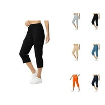 Capri Pants for Women 2025 High Waisted Wide Leg Drawstring Casual Cargo Capris with Pockets Womens Cropped Pants