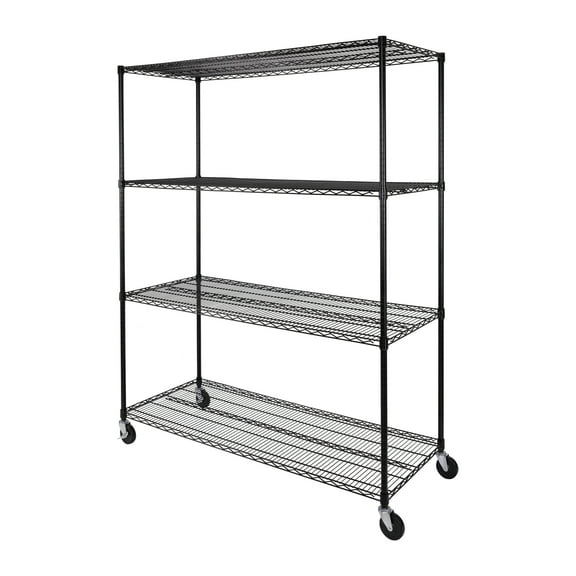 Seville Classics UltraDurable® 4-Tier NSF Steel Wire Shelving, 60" W x 24" D x 76" H, Black