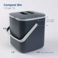 thumbnail image 2 of BLUE GINKGO Kitchen Compost Bin | Indoor Countertop Food Waste Bin with Handles | Dark Gray (1.32 gal), 2 of 7