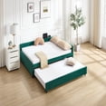 thumbnail image 4 of Kadyn Twin Size Daybed with Trundle, sturdy wooden frame and modern diamond upholstered grid, versatile for bedroom use, Emerald, 4 of 9