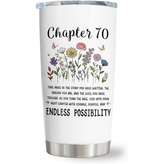 70th Birthday Gifts for Women Tumbler 20oz, Gifts for 70 Year Old Woman, 70 Year Old Birthday Gifts for Women, 70th Birthday Decorations Cup Mug Gifts for Woman Mom Grandma Wife Sister Friend