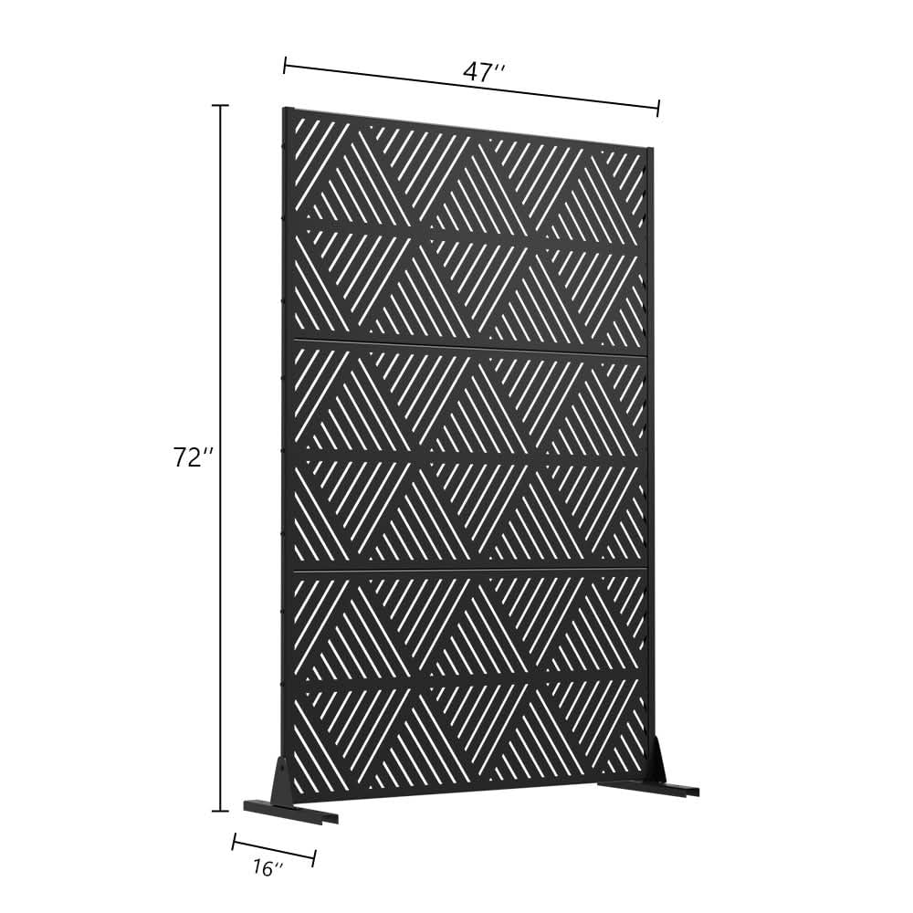MAYEERTY 72x47x16 Inch Black Triangle Light Galvanized Steel Privacy Screen for Outdoor Street