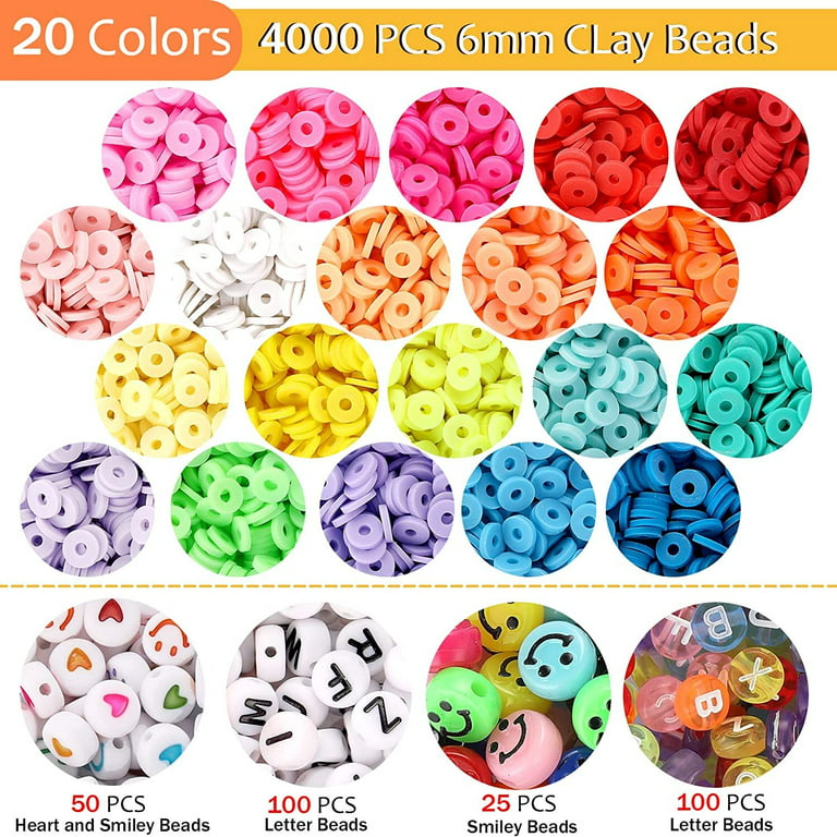4000pcs Clay Beads for Jewelry Bracelet Making Kit 6mm 24 Colors