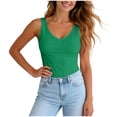 thumbnail image 6 of idosla Women's Double Lined V Neck Tank Tops Summer Basic Sleeveless Shirts Cute Trendy Going Out Tops (Green, M), 6 of 9