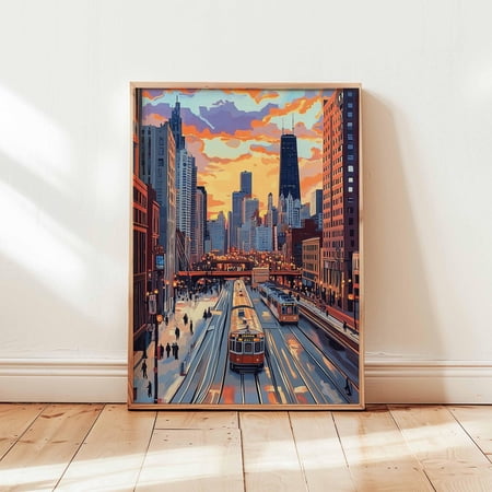 Chicago USA City Urban Skyline Modern Architecture Travel Wall Art Print, Unframed Paper Poster 8x10in