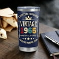 thumbnail image 2 of 60th Birthday Gifts for Men & Women - Vintage 1965 Themed 20oz Stainless Steel Tumbler - Cool Gift for 60 Year Old Him or Her, 2 of 6