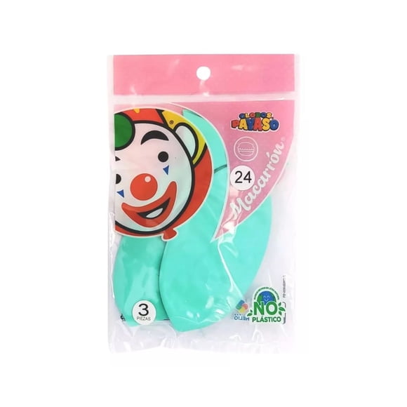 Globos Payaso 3 Piezas Macarron Numero 24 Color Menta Decoraciones Fiestas