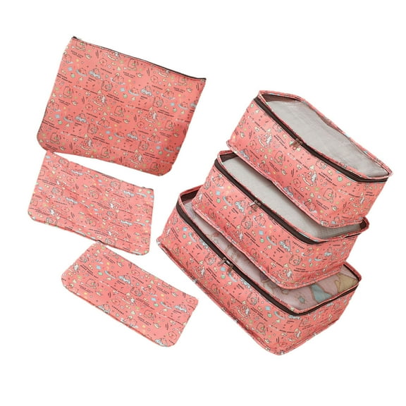 6Pieces Luggage Organizers Set Packing Cubes with Water Resistant Materials Includes Shoe Bag and Toiletry Pouches