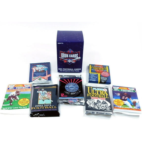 100 Vintage Football Cards in Older Factory Sealed Packs - Perfect for New Collectors and all Trading Card Lovers