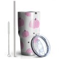 thumbnail image 2 of 30oz Pink Fall Pumpkins Bats Stars Pattern Tumblers Stainless Steel Tumbler with Lid and Straw,Vacuum Insulated Double Wall Travel Tumbler Cups Mug with Cleaning Brush for Coffee,Tea, 2 of 7