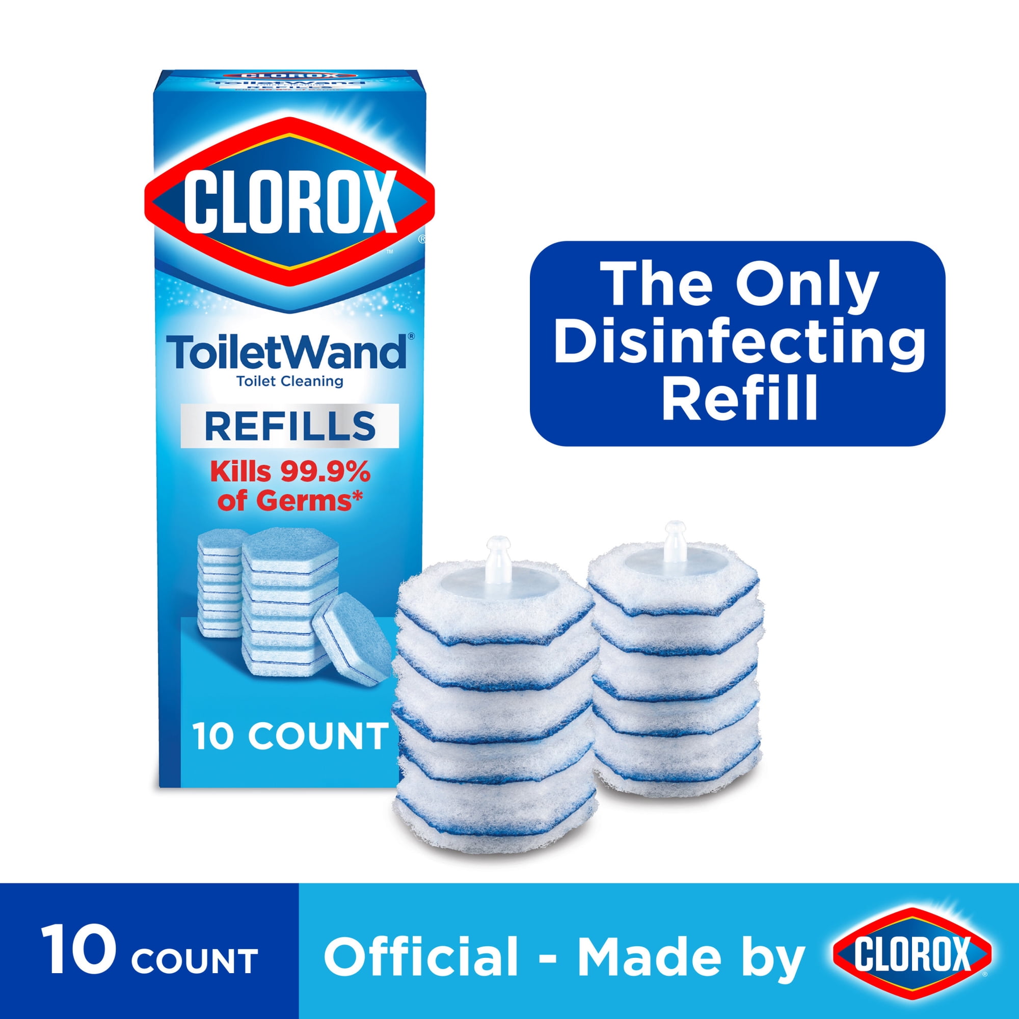 Clorox ToiletWand Toilet Cleaning Refills, Disinfecting Scrubbing Pads, 10 Count