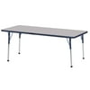 24in x 72in Rectangle Everyday T-Mold Adjustable Activity Table Grey/Navy - Standard Ball with Six 12in Stack Chairs Navy - Ball Glide
