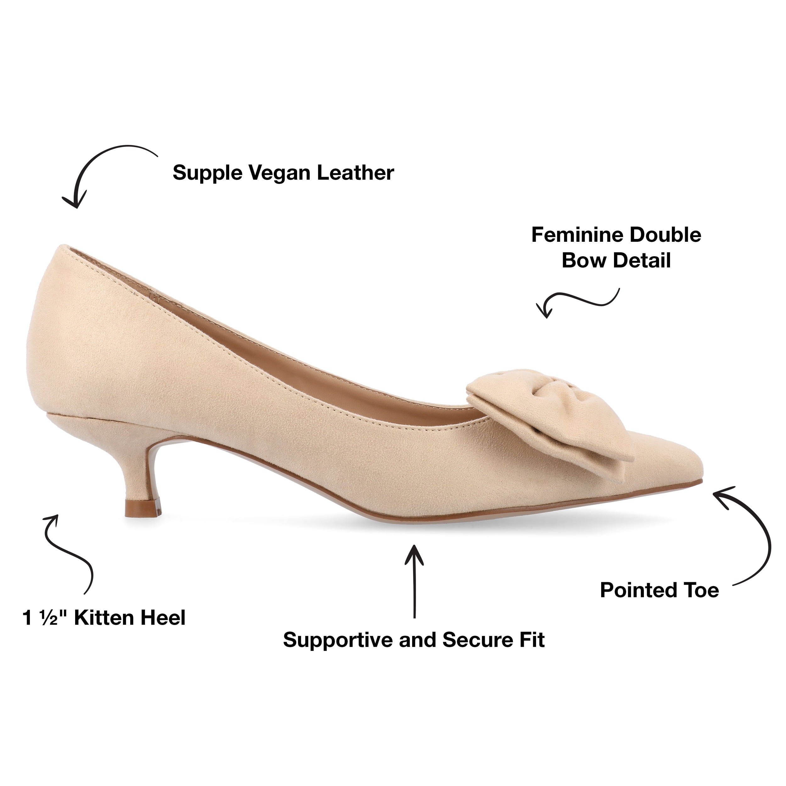 Journee Womens Orana Pointed Toe Kitten Heel Pumps, Widths Available