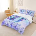 thumbnail image 3 of Erosebridal Purple Butterfly Queen Duvet Cover Set for Girls, Garden Flower Floral Bedding, Monogrammed D, Reversible, 1 Duvet Cover and 2 Pillowcases (No Comforter), 3 of 5