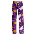 thumbnail image 5 of IYYVV Women'S Halloweens Pajama Pants Funny Lantern Print Drawstring House Bottom Stretch Lounge Spooky Ghost Lounge Pants Dark Purple S, 5 of 6