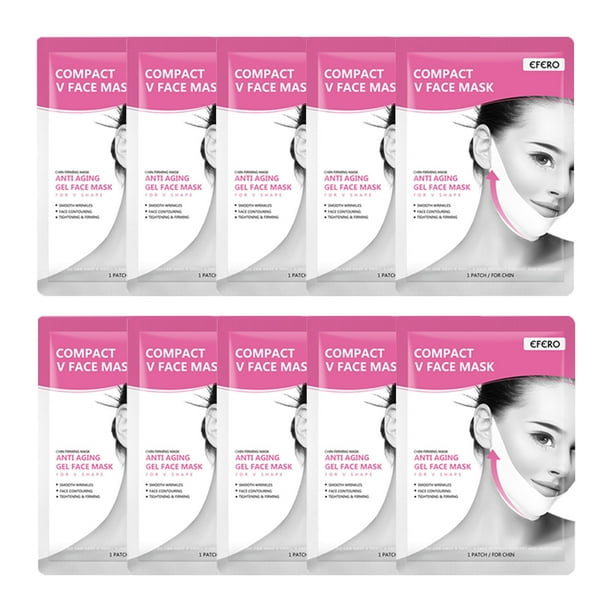 V Line Shaping Face Masks – Mascarilla lifting de hidrogel de colágeno – Banda antienvejecimiento y antiarrugas – Correa reductora de papada – Hoja de lifting facial contorneadora, adelgazante y